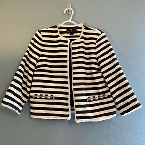 NWT Metaphor L Cruise Heavy Cotton Stripped Navy Cream Open Front Jacket Sz L